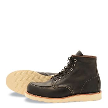 Red Wing Classic Moc 6-Inch Boot in Charcoal Rough & Tough Leather Mens Heritage Boots Black - Style 8890